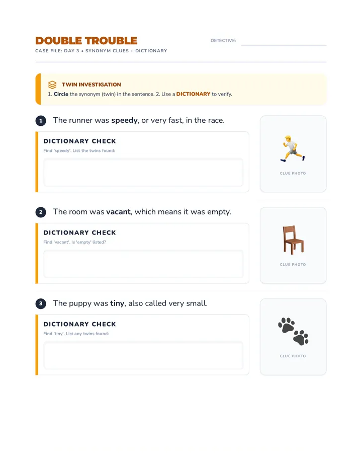 Synonym Scouts Worksheet