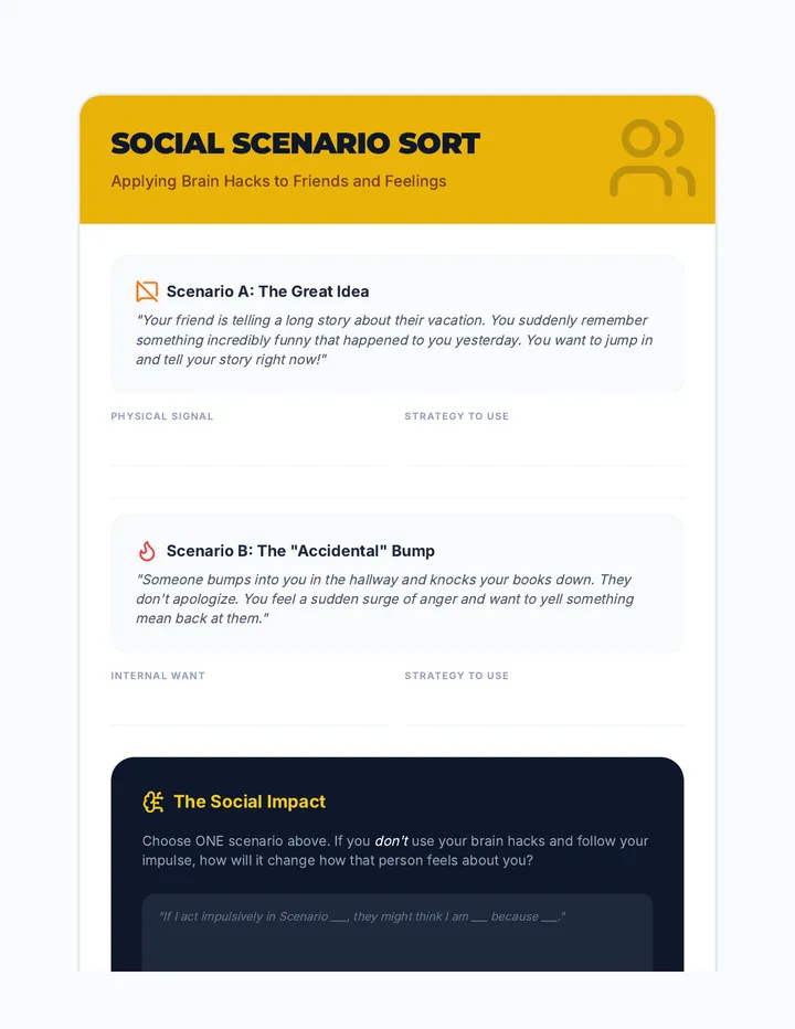 Friendship Focus Worksheet
