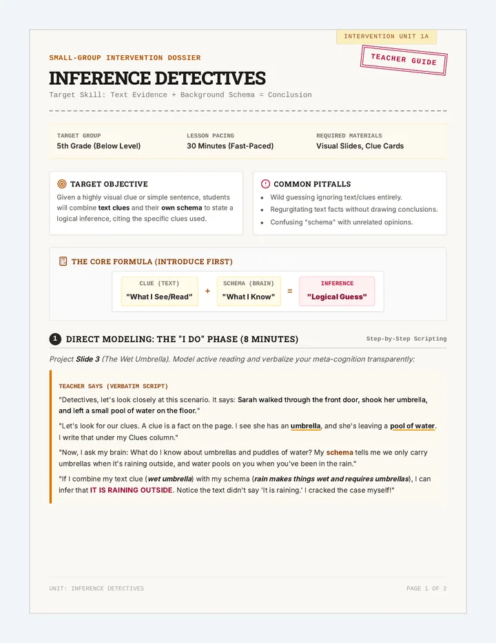 Inference Detectives Teacher Guide