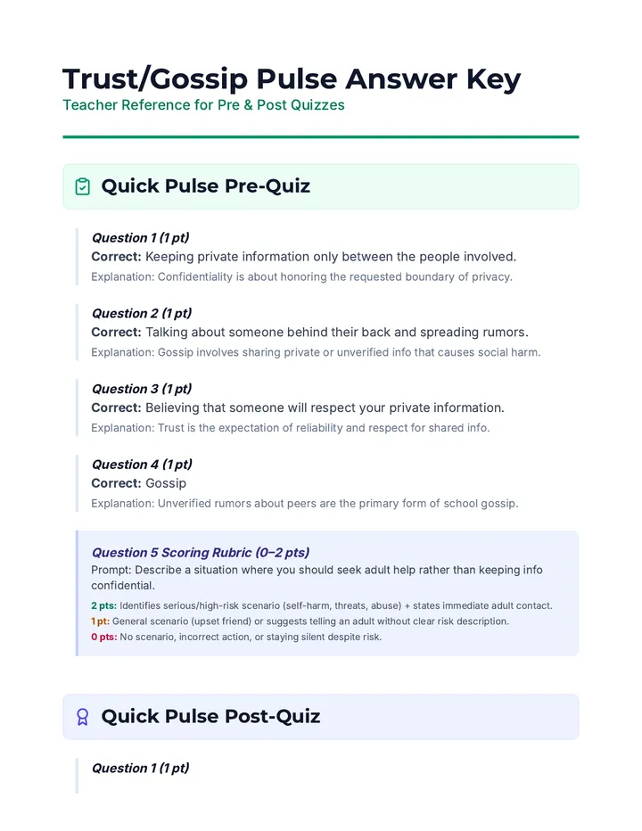 Trust Gossip Pulse Answer Key