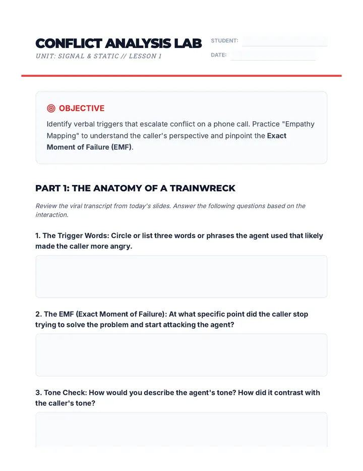 Conflict Analysis Lab Worksheet
