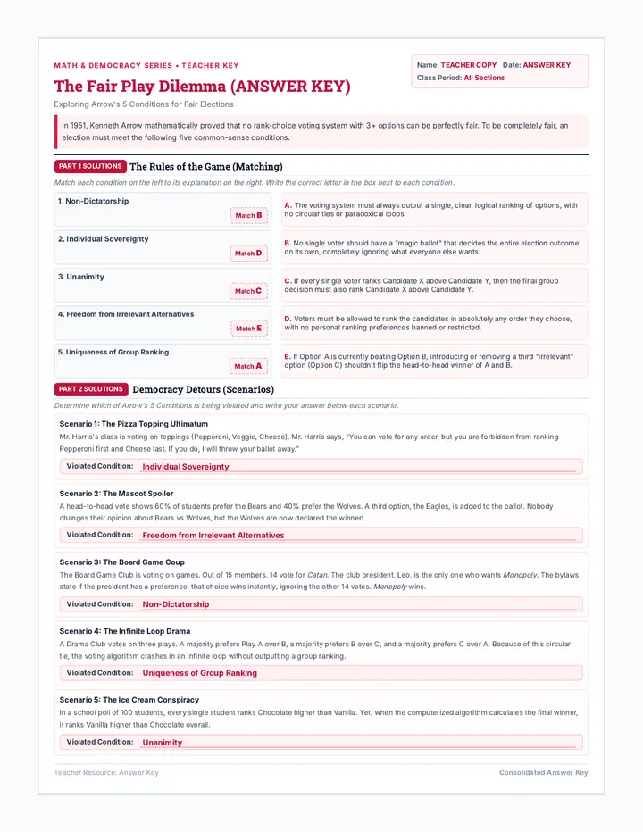 Fair Play Answer Key