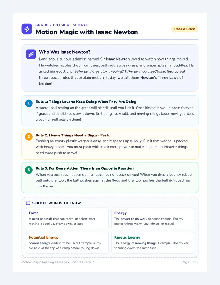 Motion Magic Reading Passage