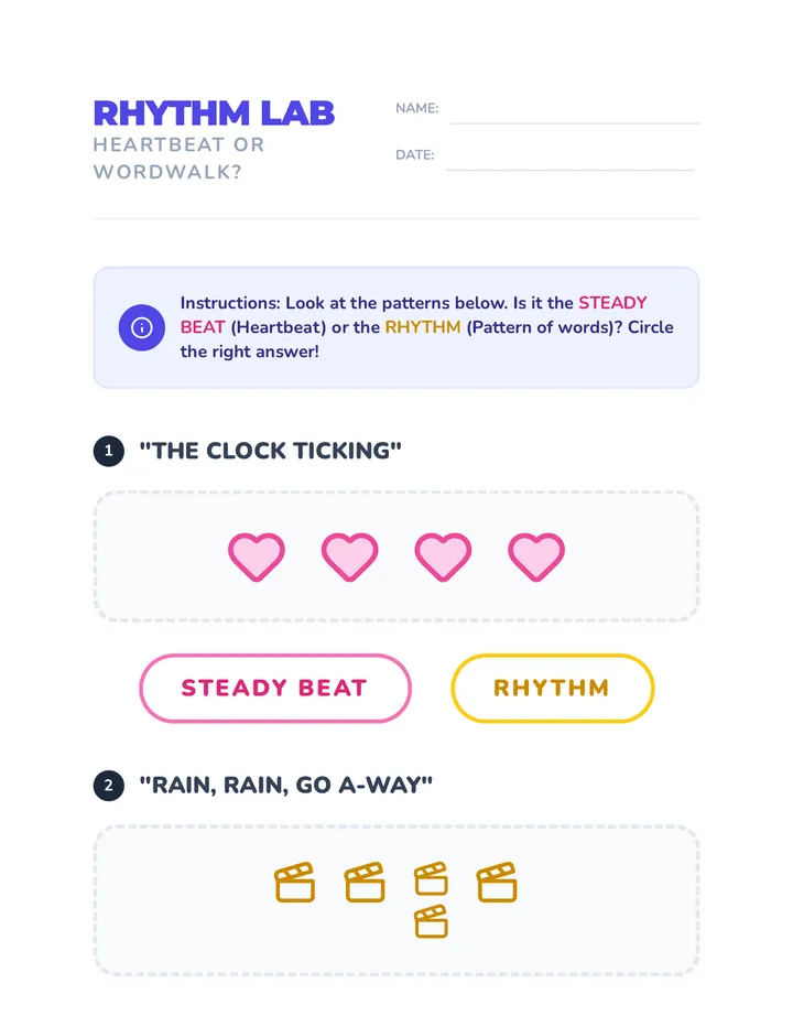 Heartbeat Wordwalk Worksheet