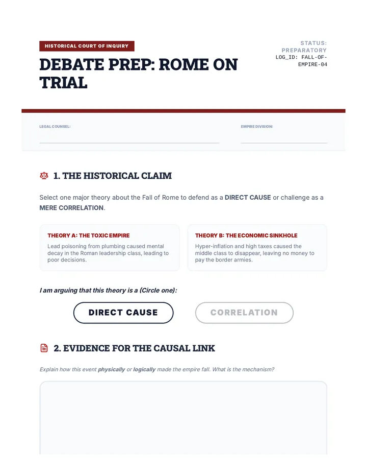 Rome Debate Prep Sheet