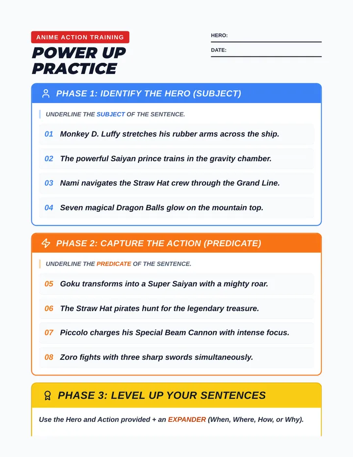Power Up Practice Worksheet