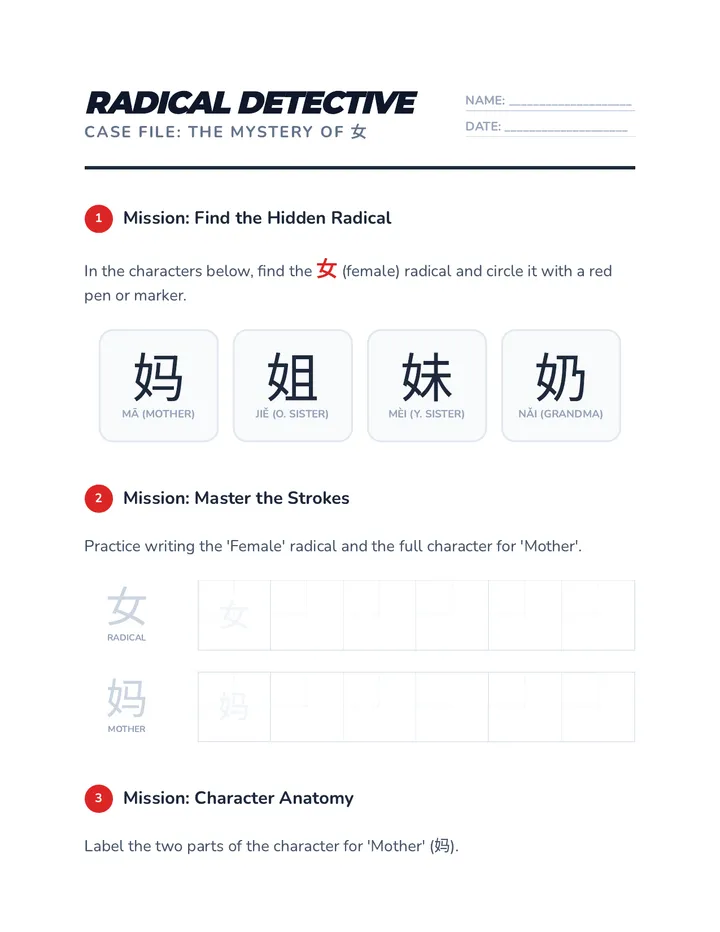 Radical Detective Worksheet