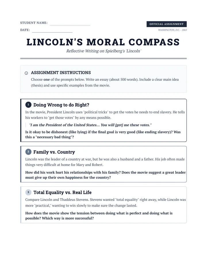 Lincoln Essay Handout