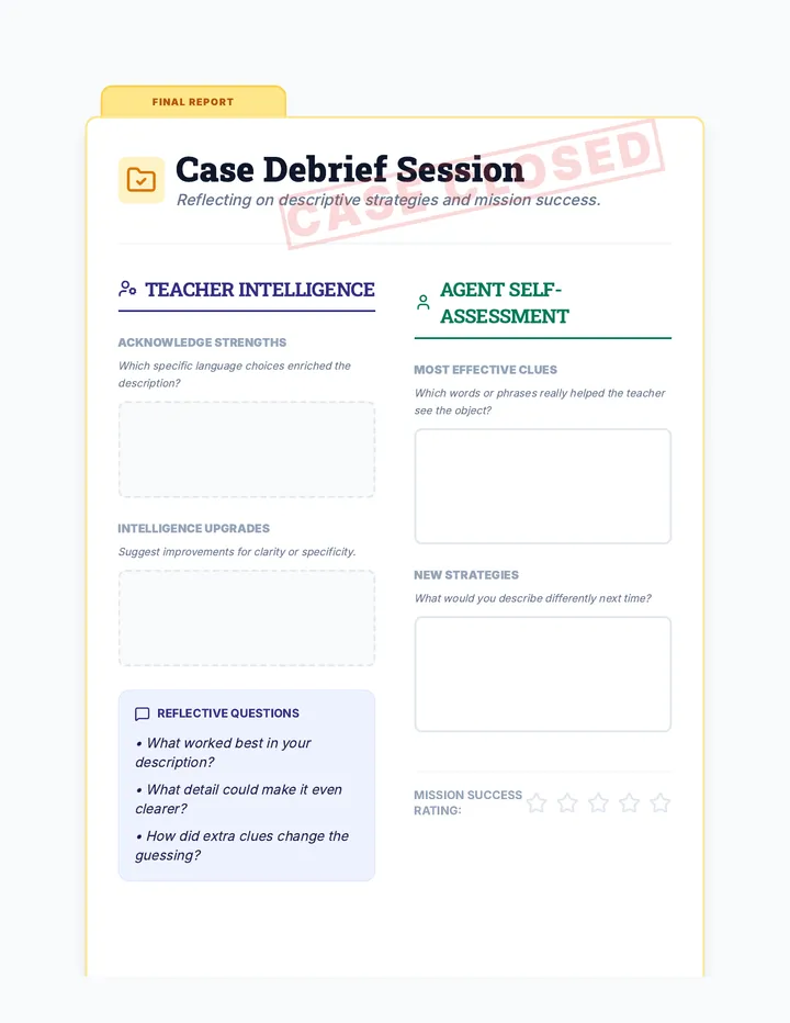 Case Debrief Feedback Sheet