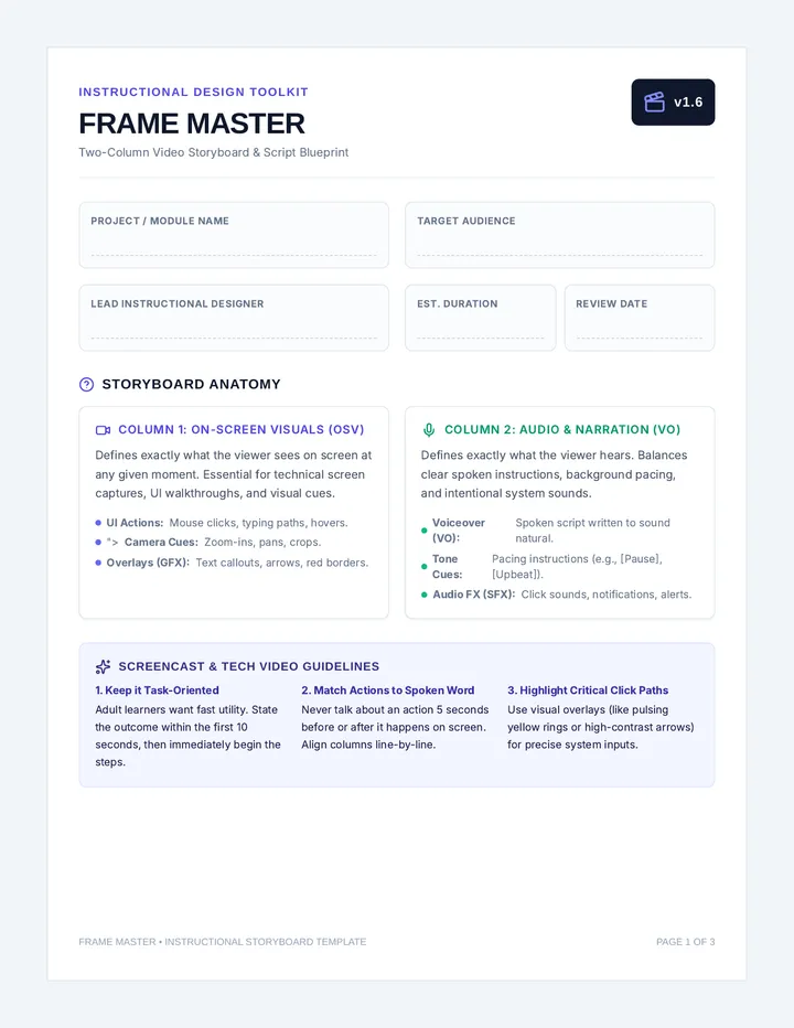 Frame Master Storyboard