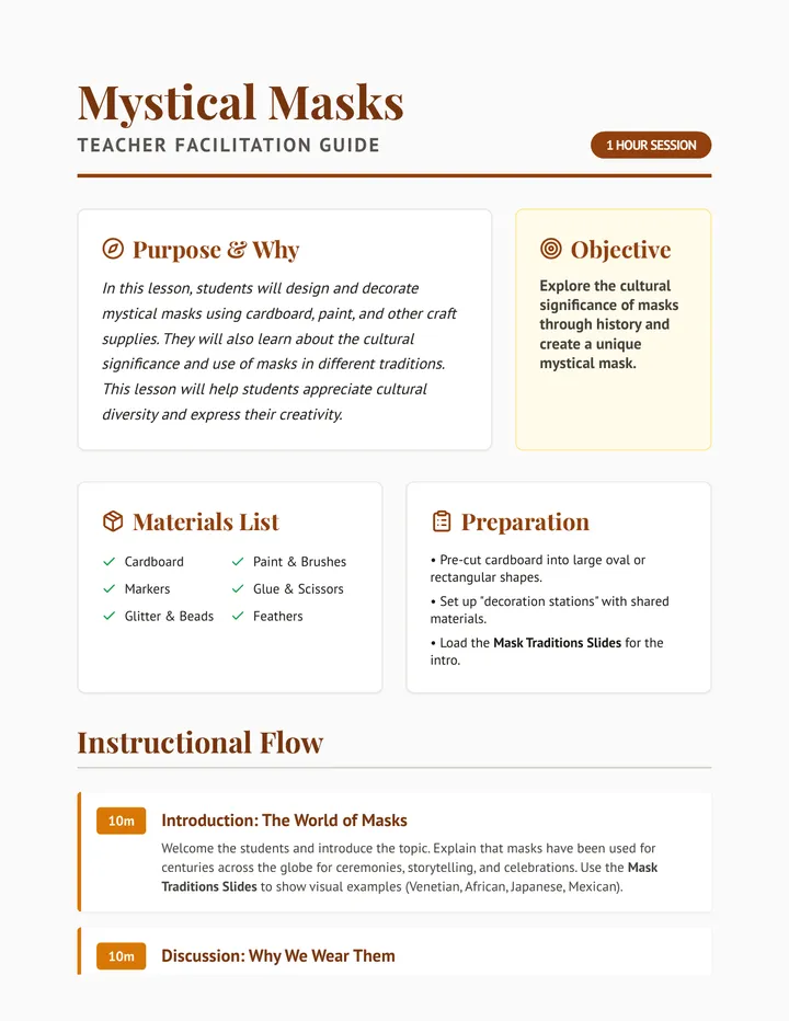 Mystical Masks Lesson Plan