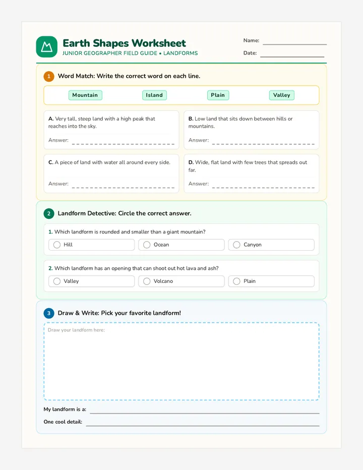 Earth Shapes Worksheet