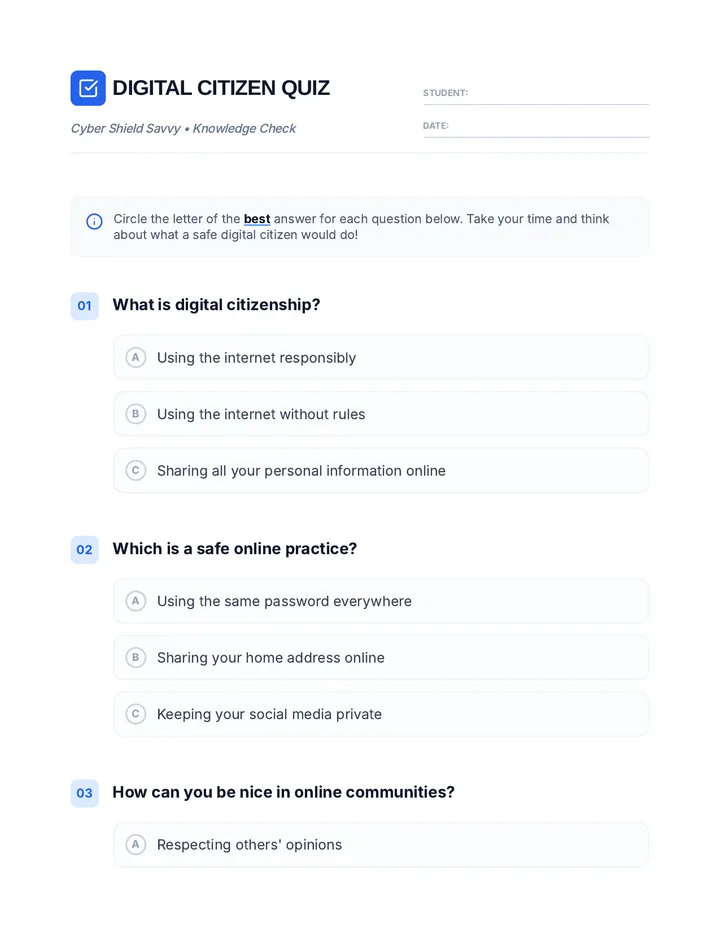Digital Citizenship Quiz