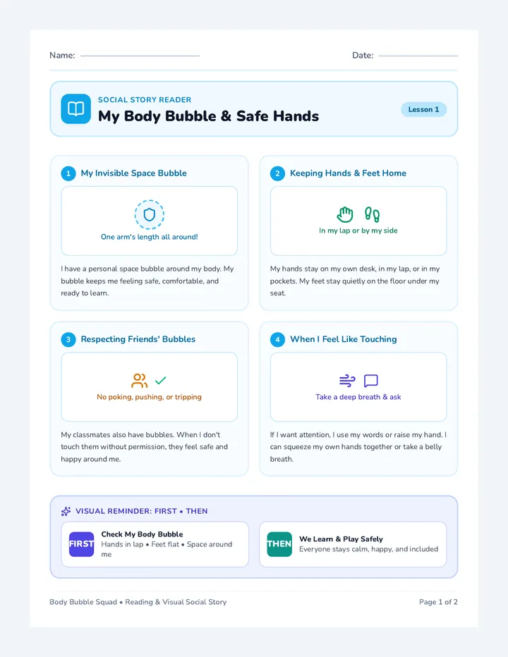 Body Bubble Social Story