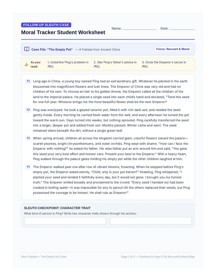 Moral Tracker Student Worksheet
