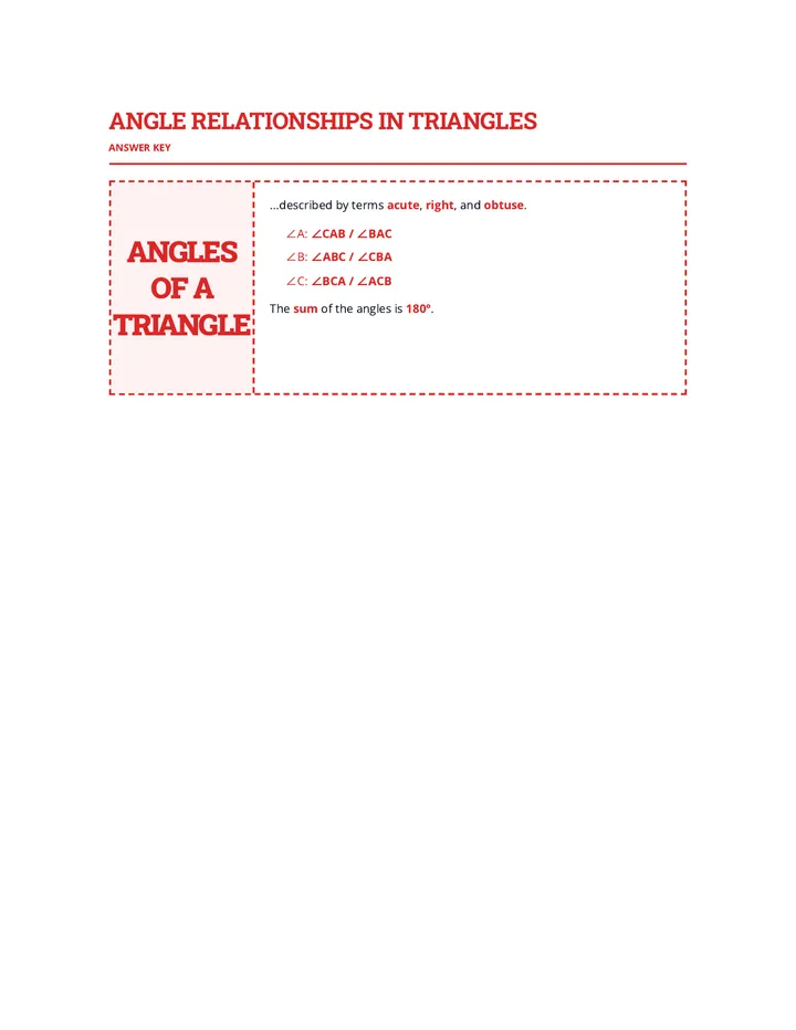 Triangle Sum Secrets Answer Key