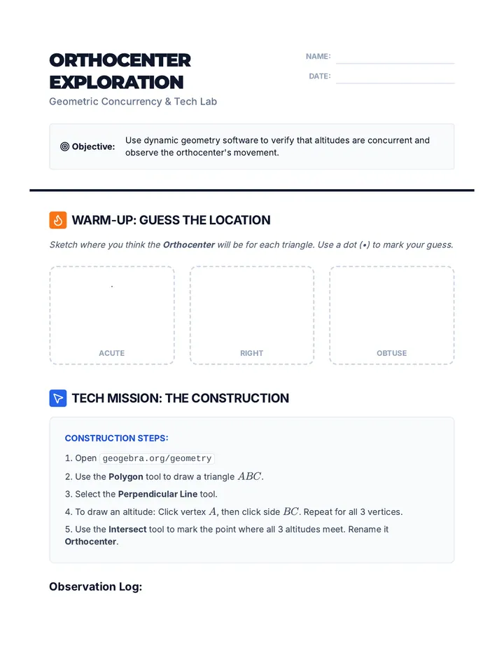 Orthocenter Exploration Worksheet • Material • Lenny.com