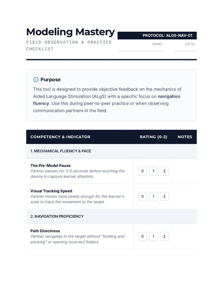 Modeling Observation Checklist
