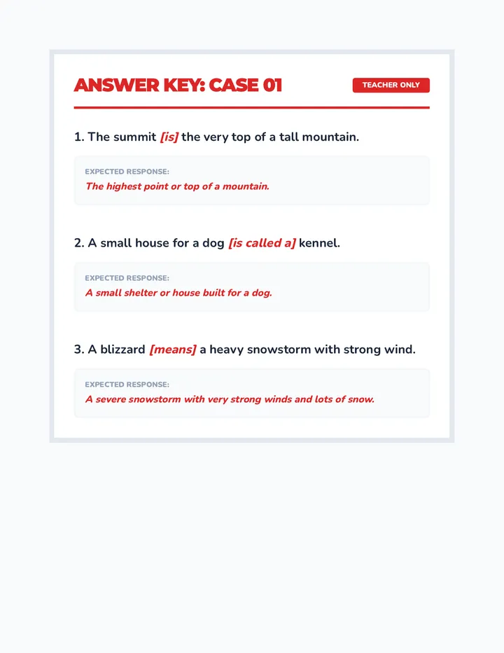 Word Detectives Answer Key Packet