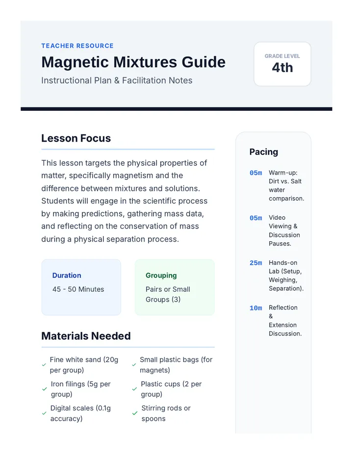 Magnetic Mixtures Teacher Guide