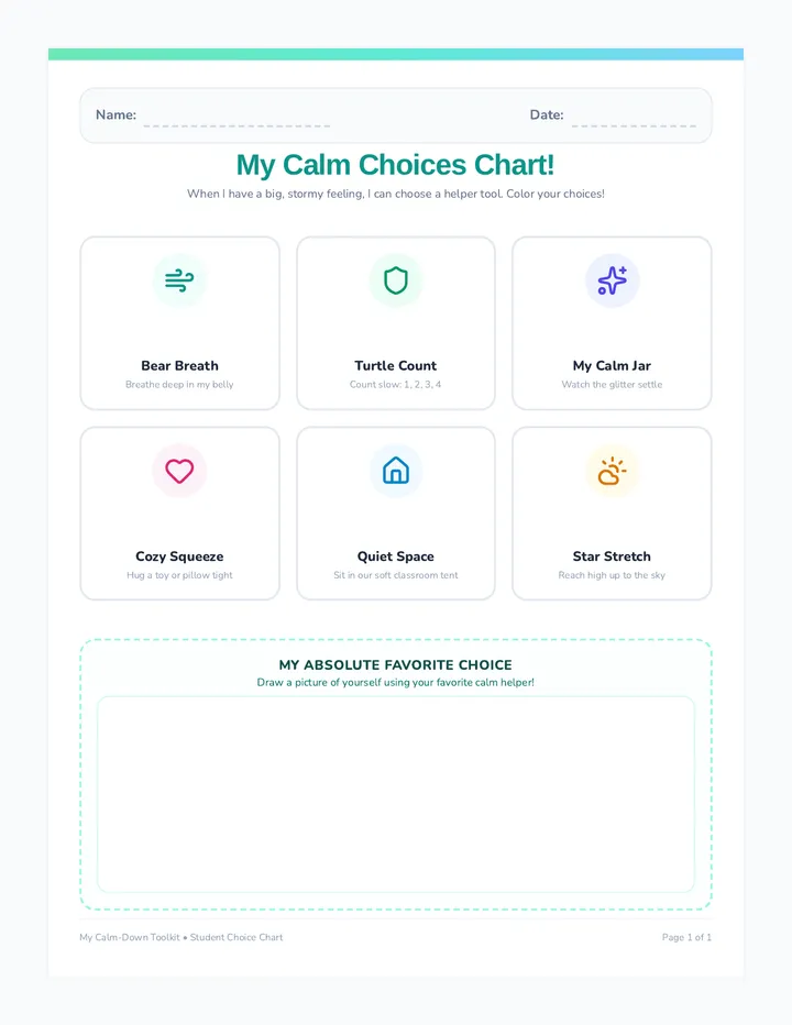 My Calm Choices Chart