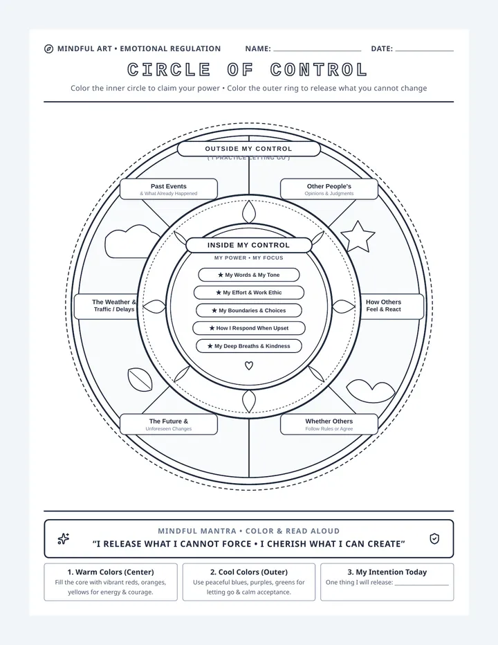 Circle of Control Coloring Page