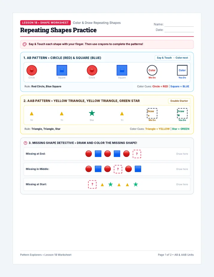 Shape Pattern Worksheet