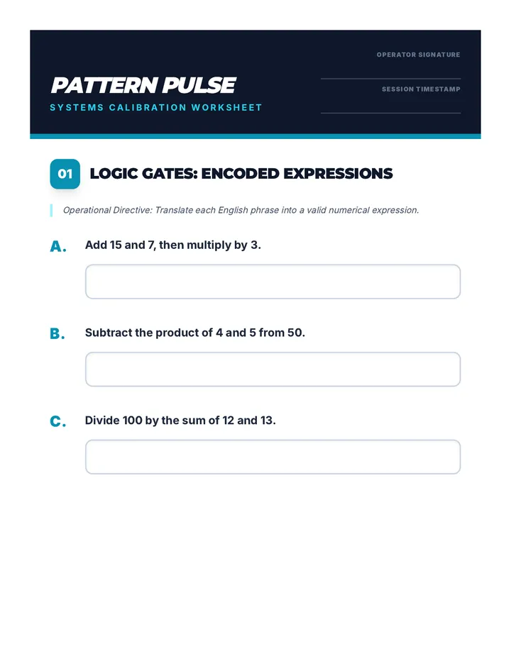 Pattern Pulse Worksheet