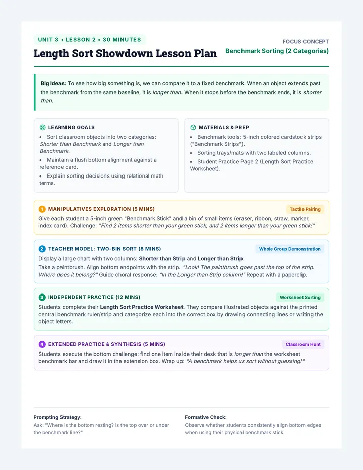 Length Sort Lesson Plan