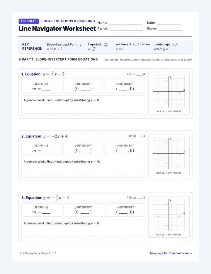 Line Navigator Worksheet