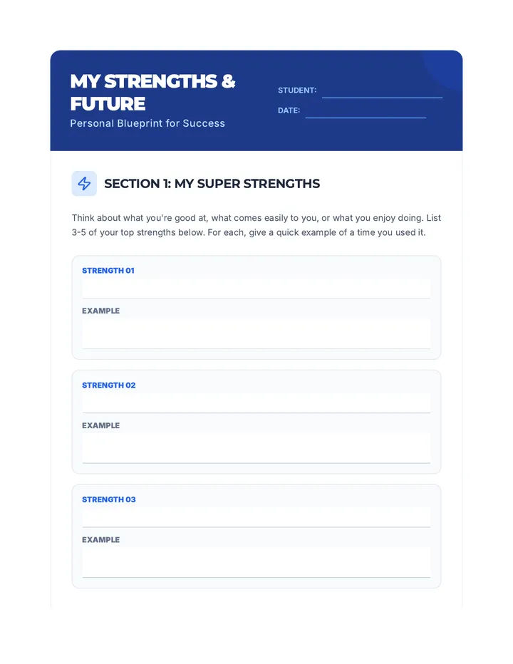 My Strengths Future Worksheet