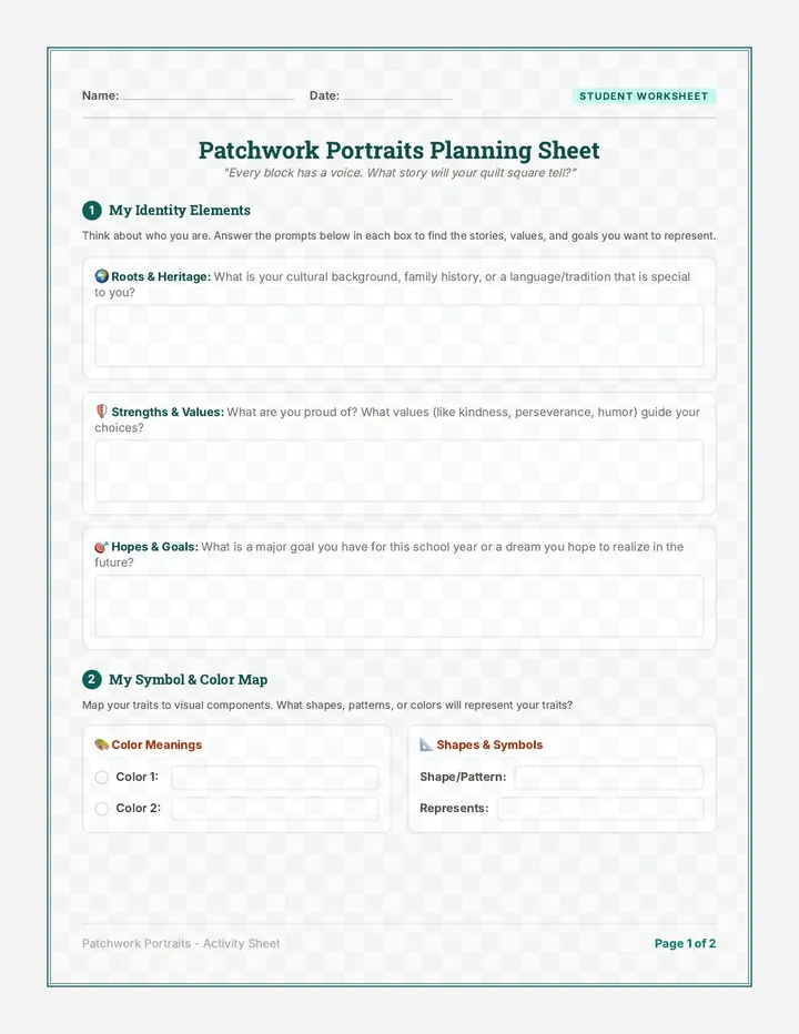 Patchwork Portraits Student Activity Sheet