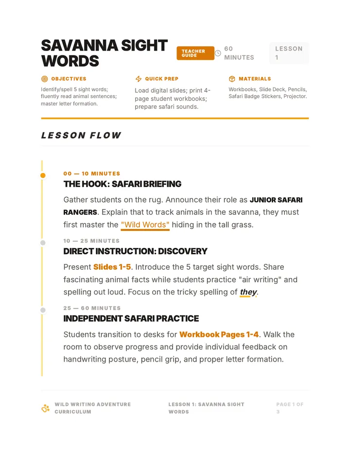 Wild Writing Teacher Guide Core+