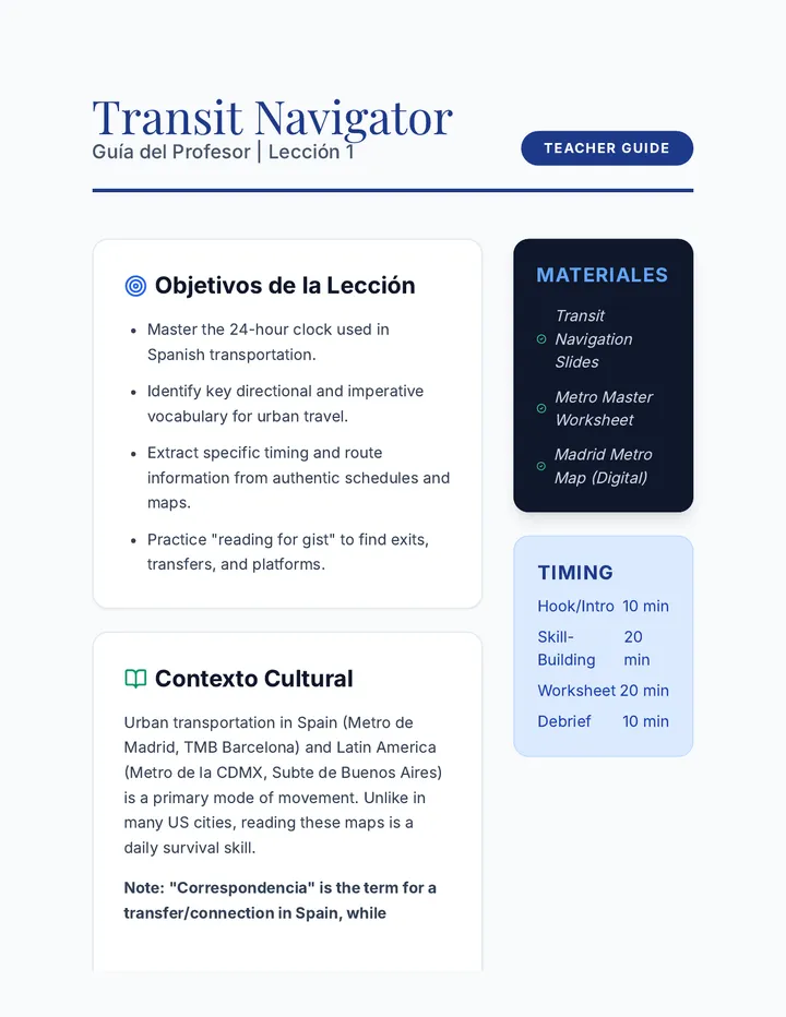 Transit Navigator Teacher Guide