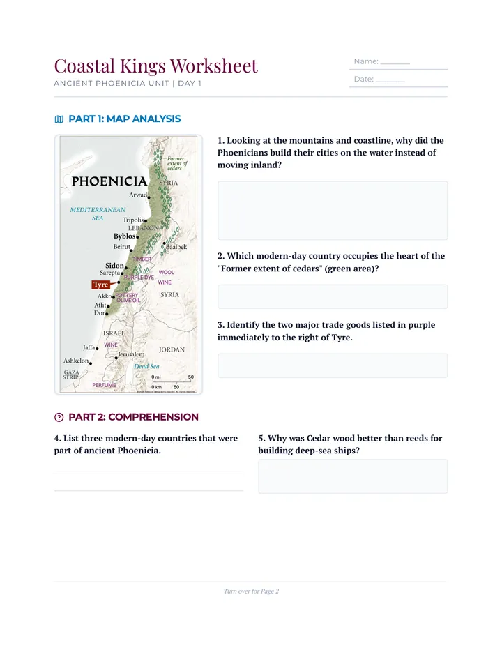 Coastal Kings Worksheet