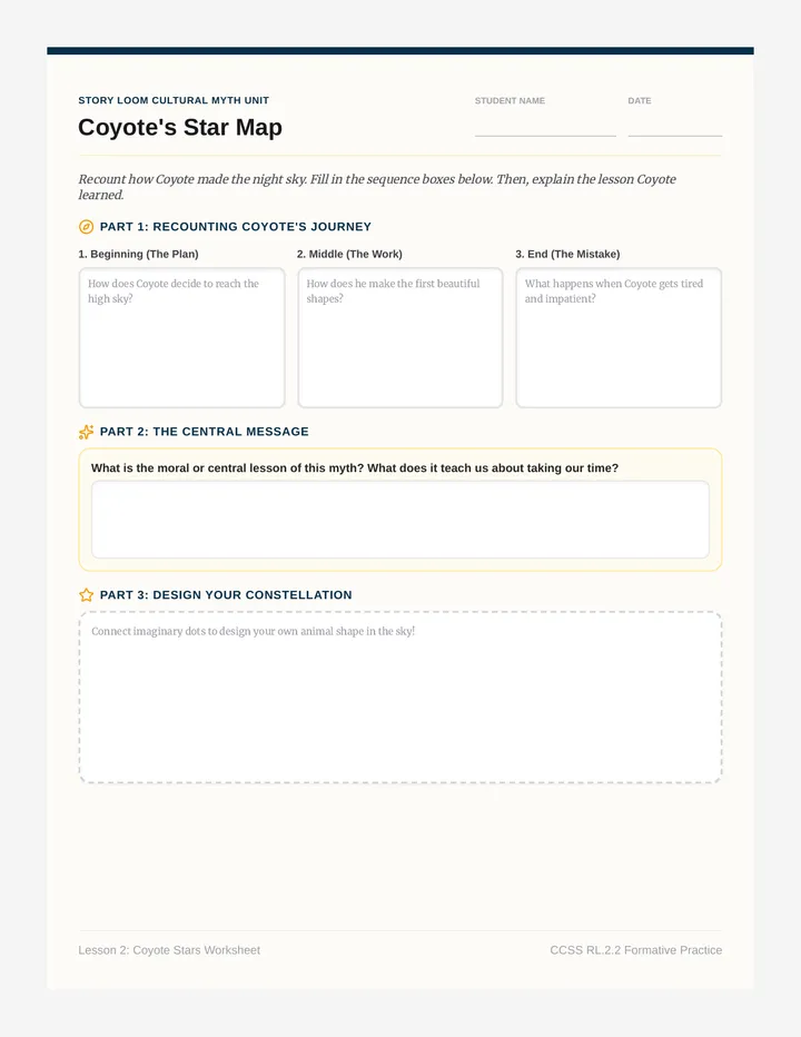 Coyote Stars Worksheet