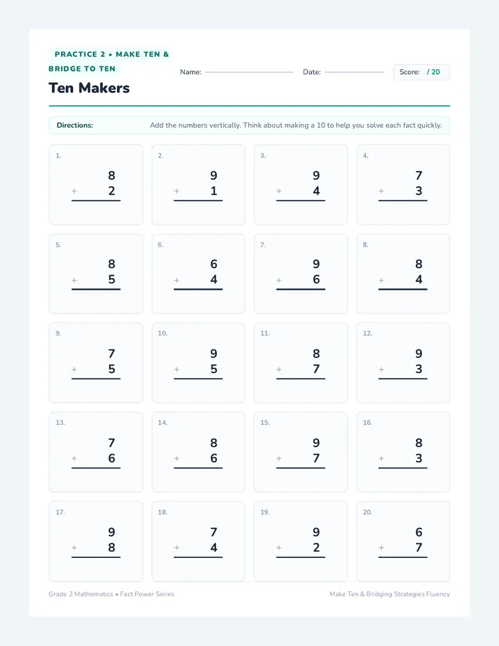 Ten Makers Worksheet