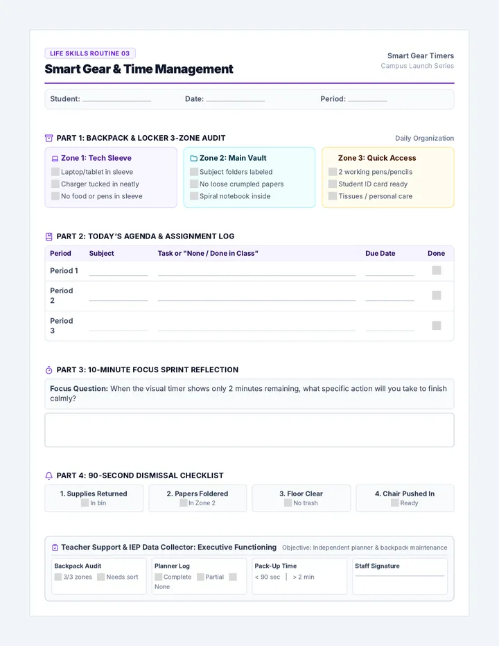 Smart Gear Routine Worksheet