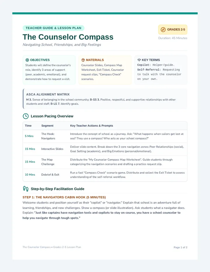 Counselor Compass Lesson Plan