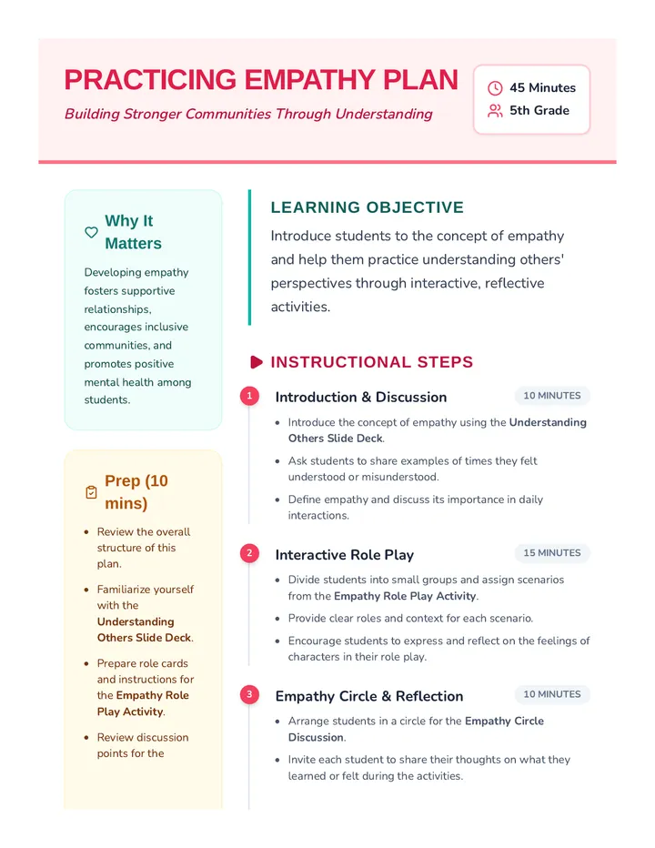 Practicing Empathy Plan