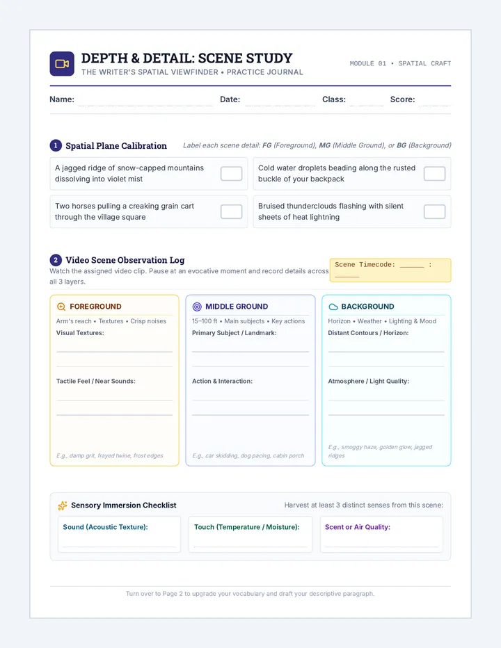 Depth and Detail Worksheet