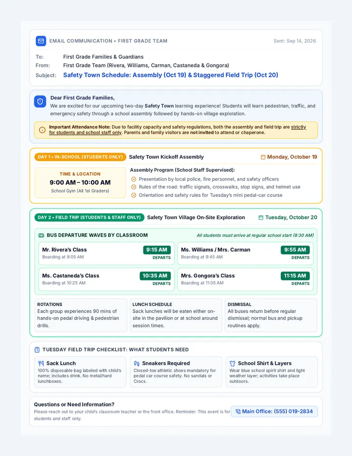 Safety Town Schedule Notice