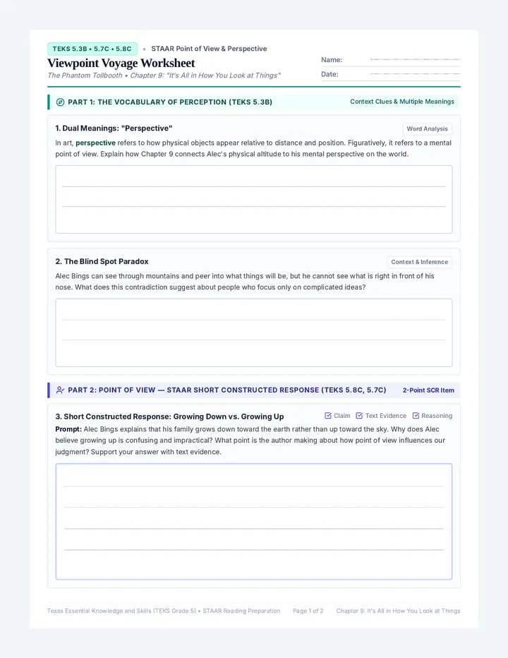 Viewpoint Voyage Worksheet