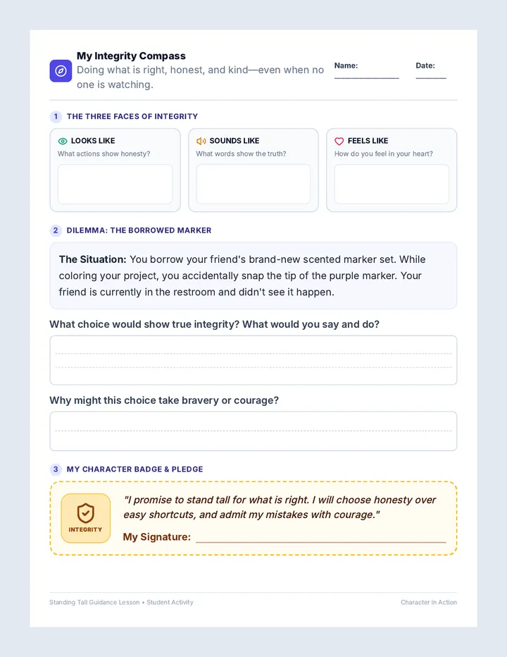 Integrity Compass Activity Sheet