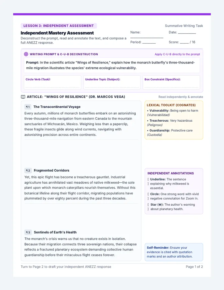 Independent Mastery Assessment