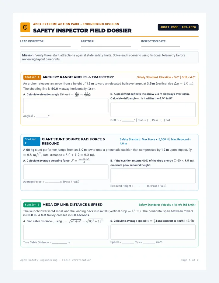 Stunt Park Inspector Worksheet