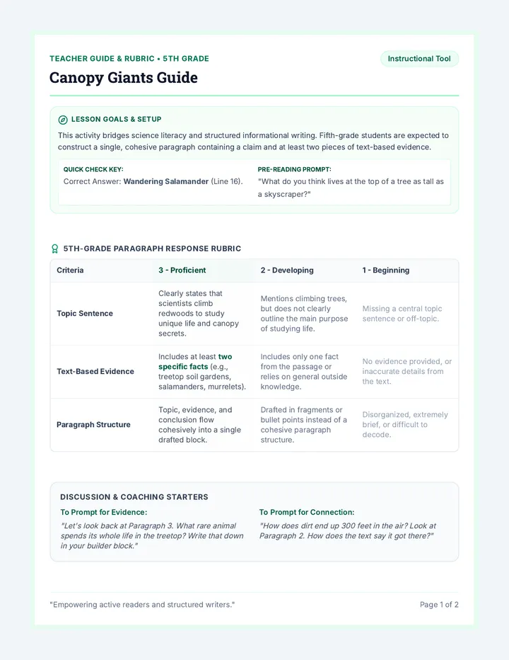 Canopy Giants Teacher Guide