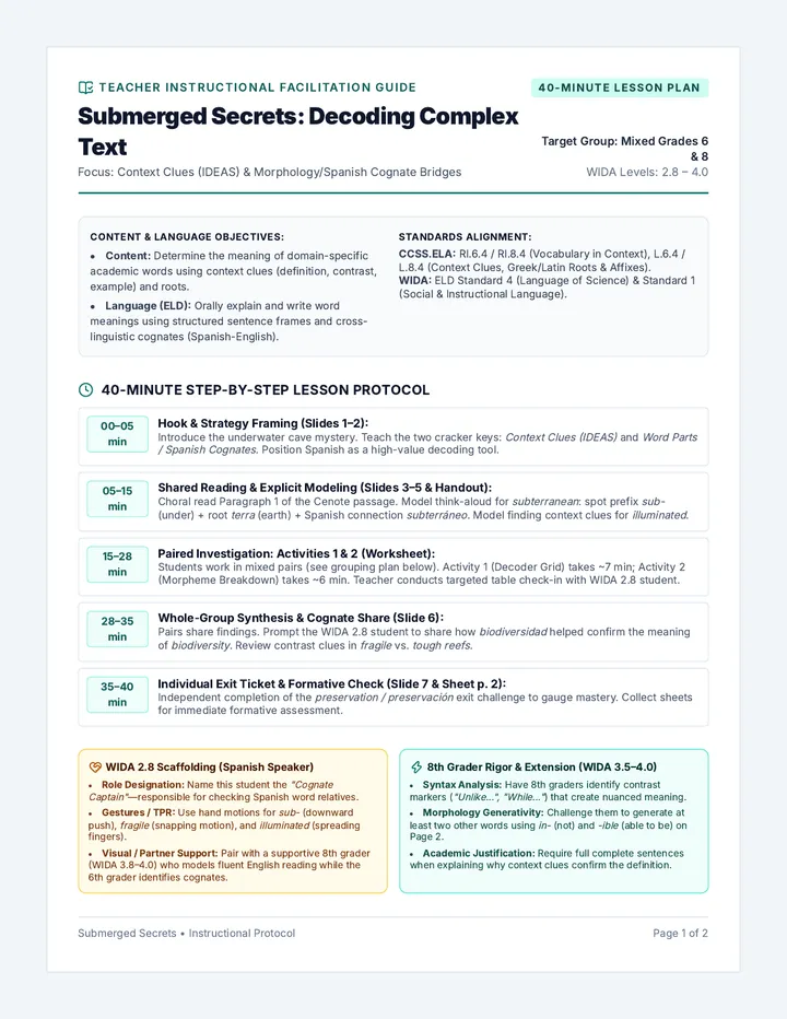 Submerged Secrets Teacher Guide