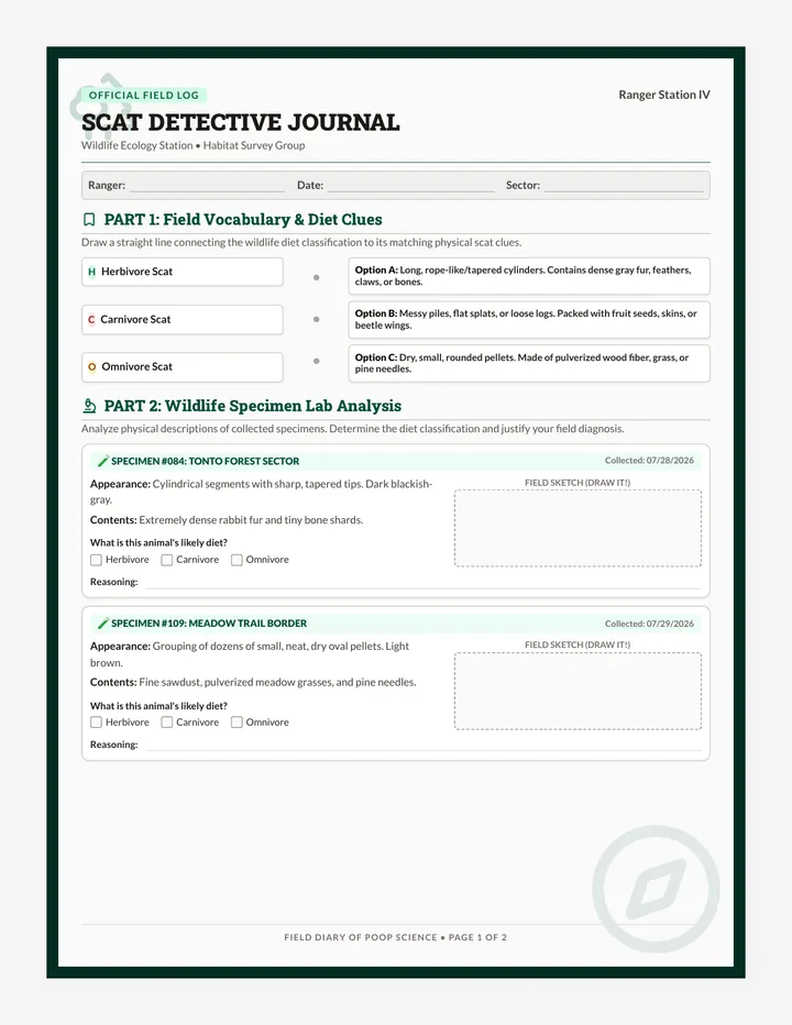 Scat Field Guide Worksheet
