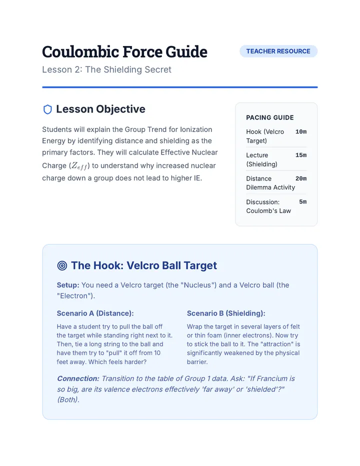 Coulombic Force Teacher Guide